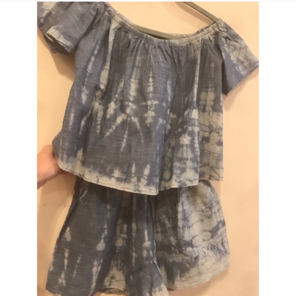 LF two piece tye dye set off shoulder and shorts